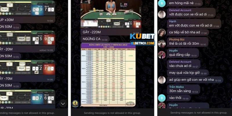 Nhóm kéo baccarat xuất hiện dày đặc trên nền tảng telegram